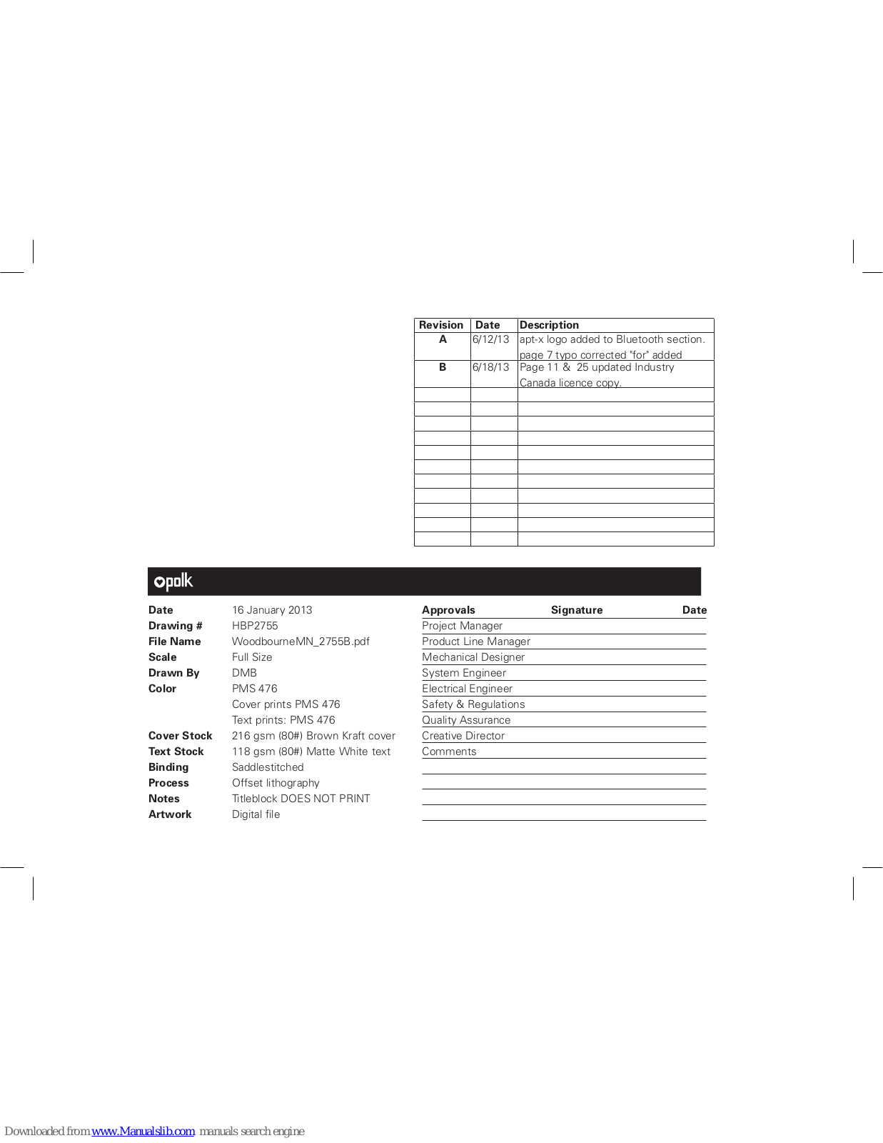 Polk Mono Woodbourne Owner's Manual