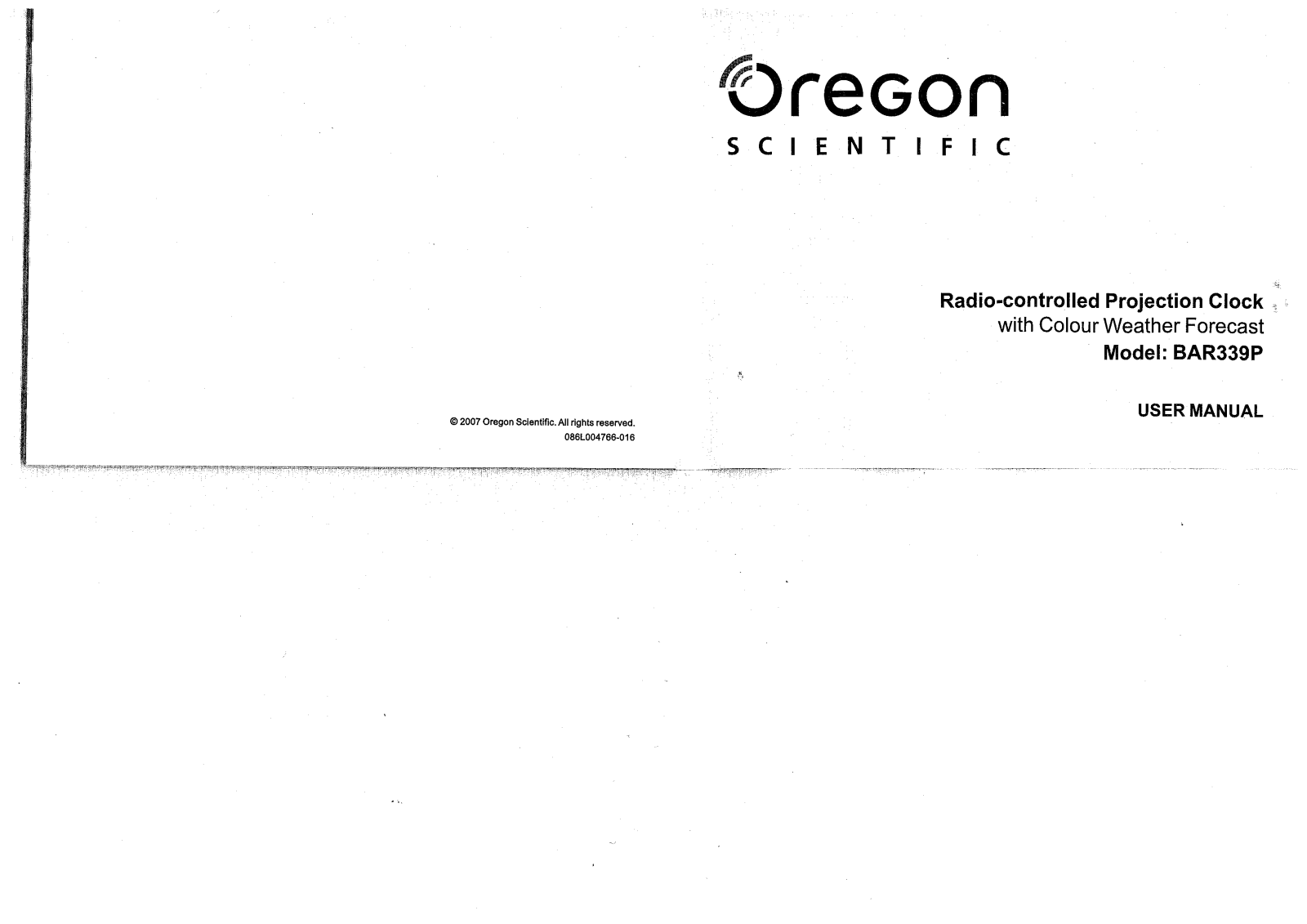 Oregon Scientific BAR339P User manual