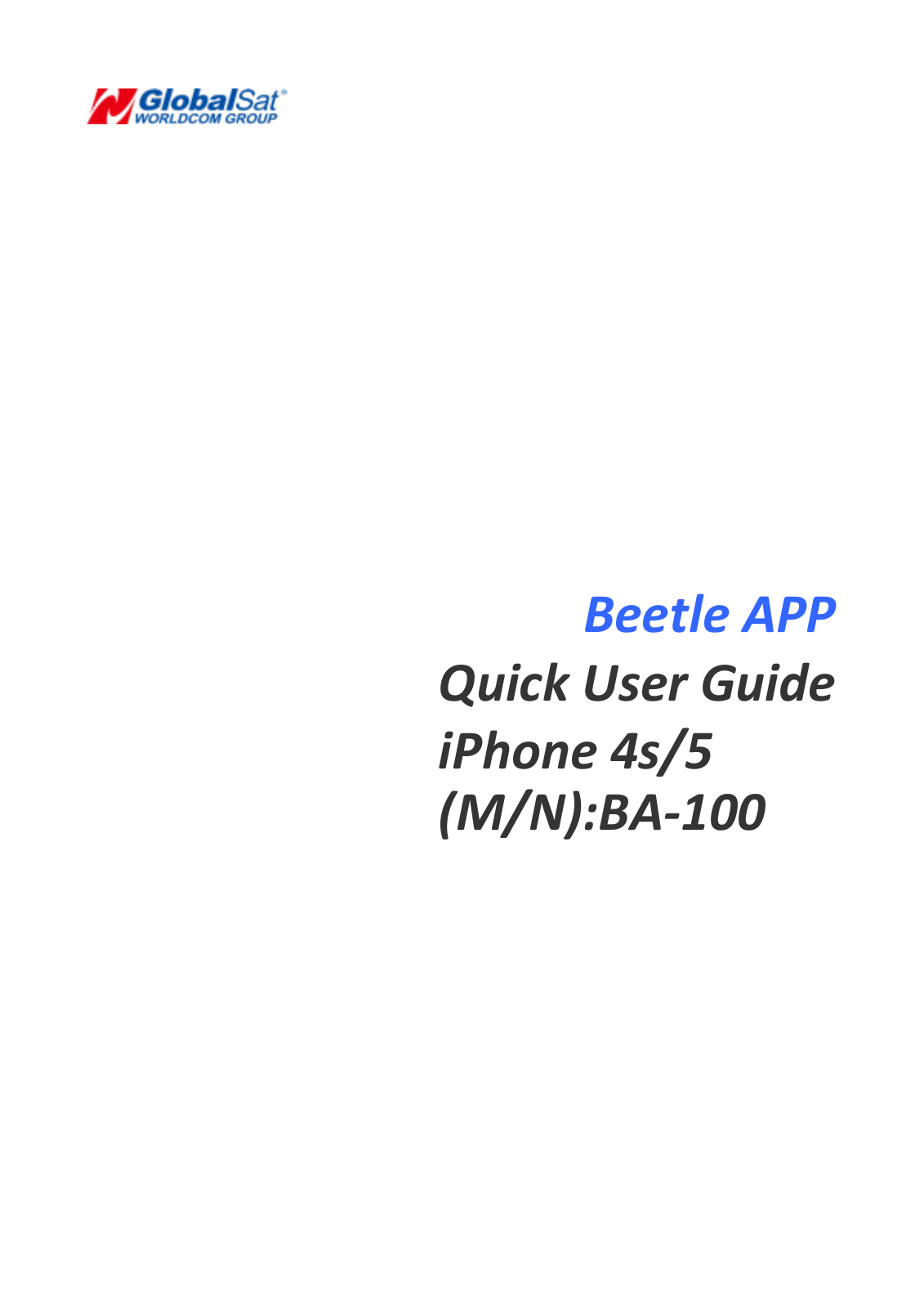 GlobalSat WorldCom BA 100 User Manual