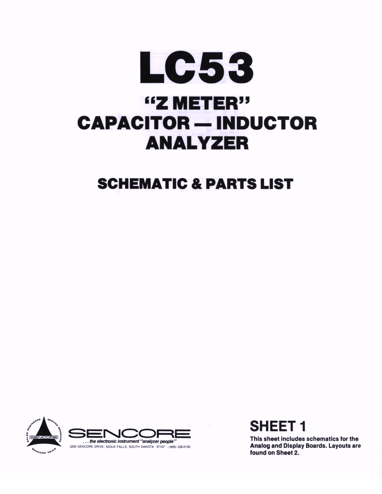 Sencore LC53 Cirquit Diagram