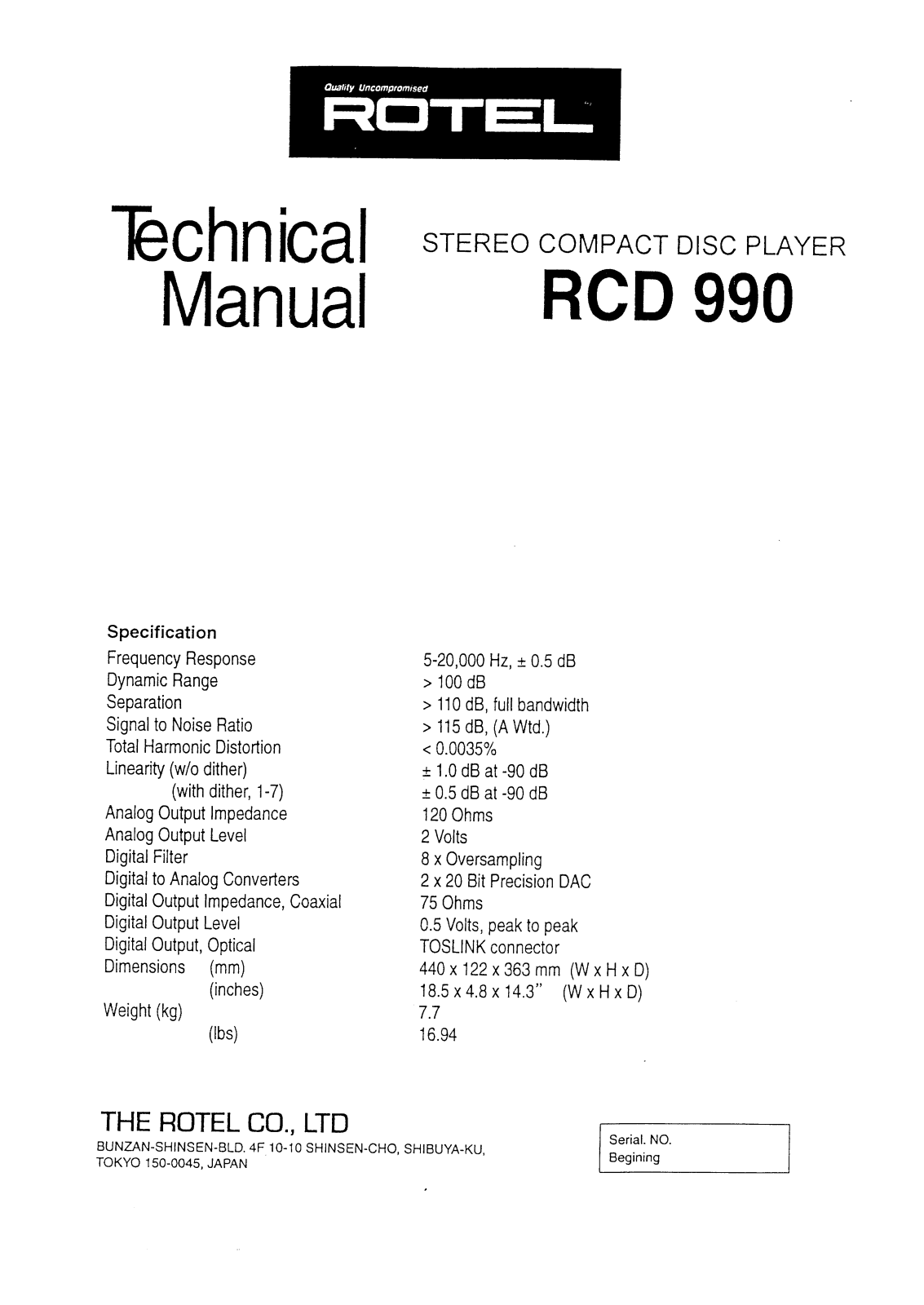 Rotel RCD-990 Service manual