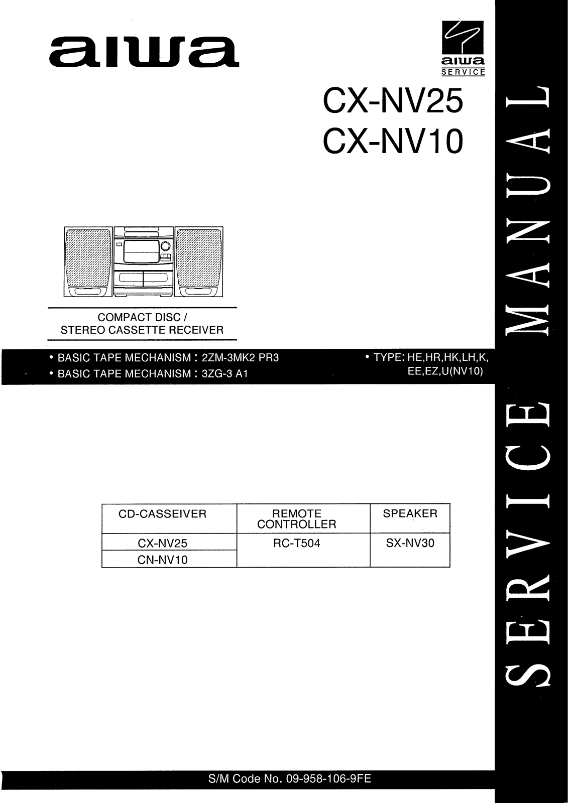 Aiwa Cx-nv25, Cx-nv10 Service Manual