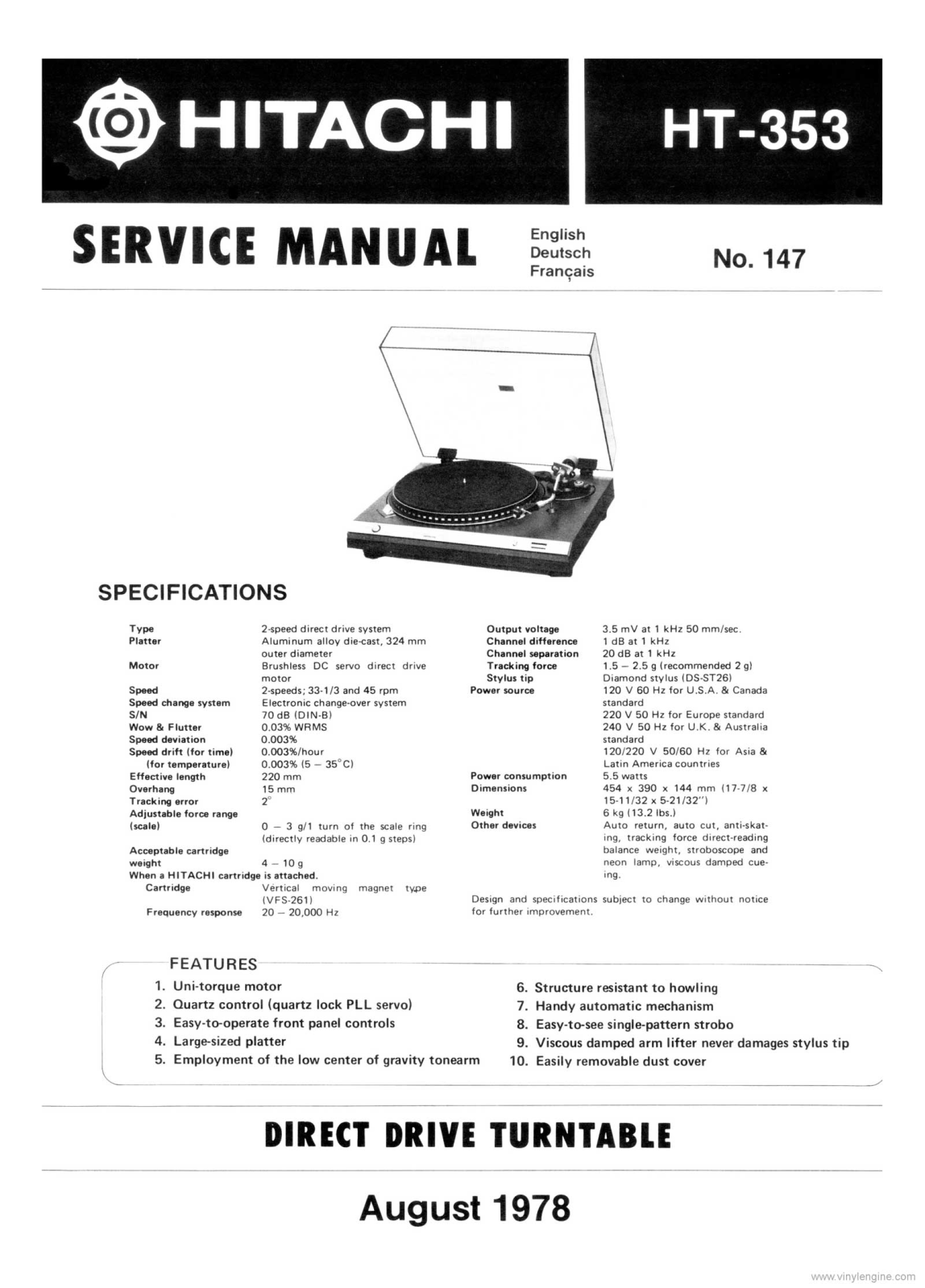 Hitachi HT-353 Service Manual