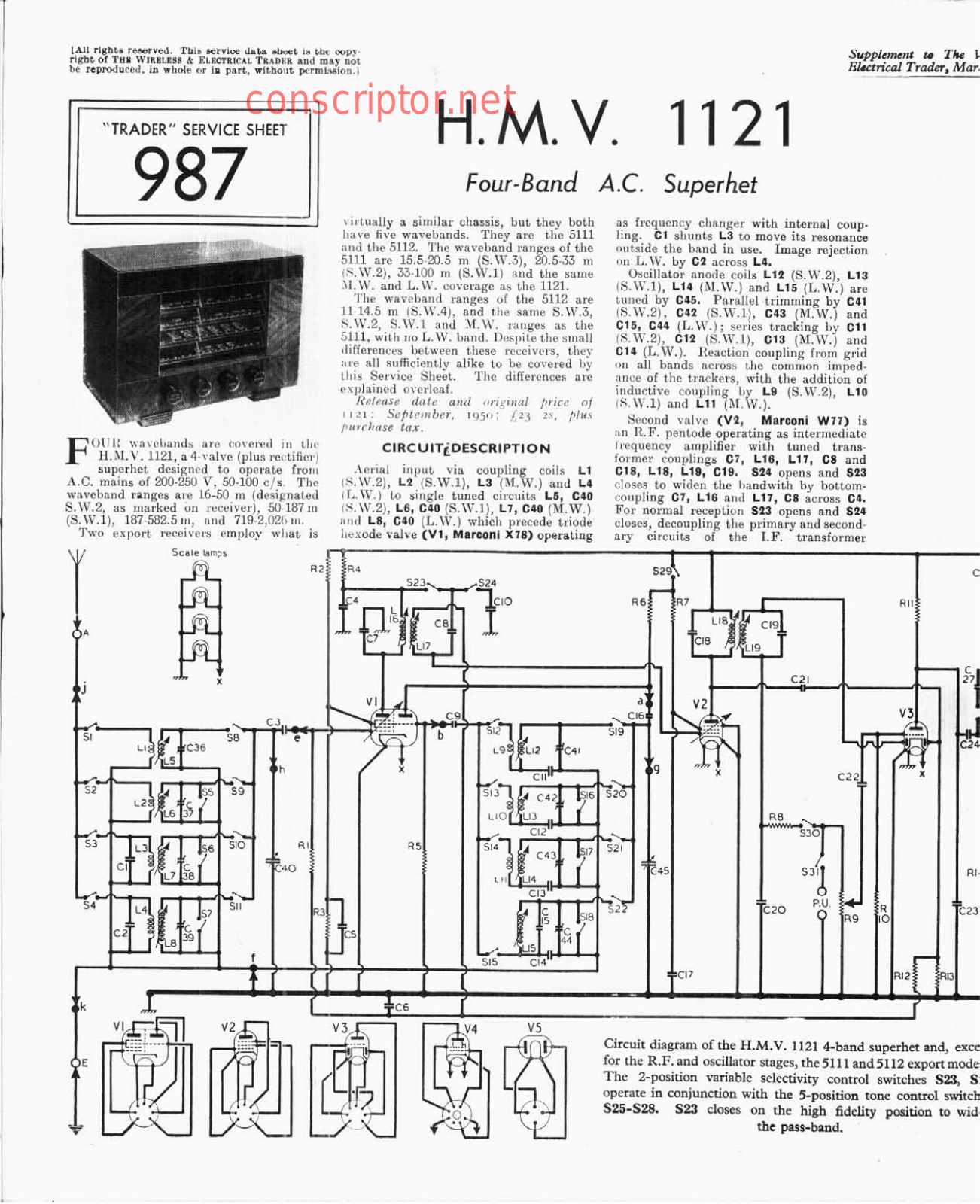 H.M.V. 1121 Service manual