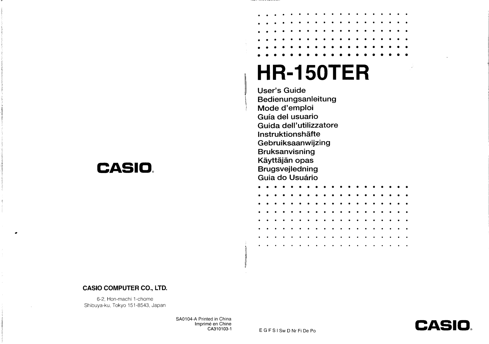 CASIO HR-150TEC, HR 150 User Manual