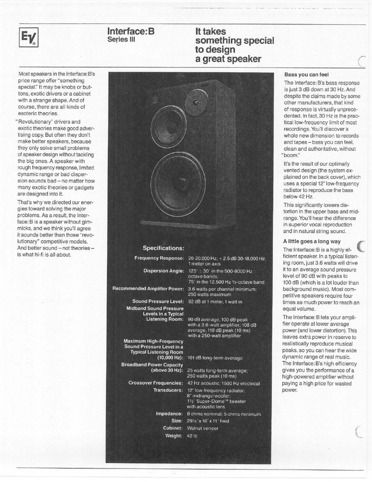 Electro-voice INTERFACE B User Manual