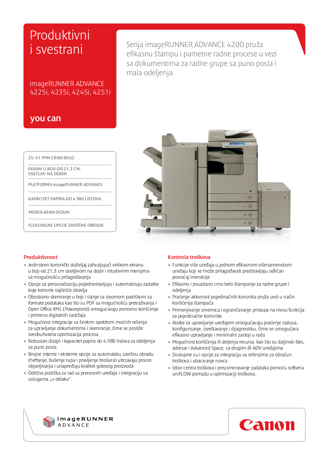 Canon imageRUNNER ADVANCE 4025i, imageRUNNER ADVANCE 4035i, imageRUNNER ADVANCE 4045i, imageRUNNER ADVANCE 4051i BROCHURE