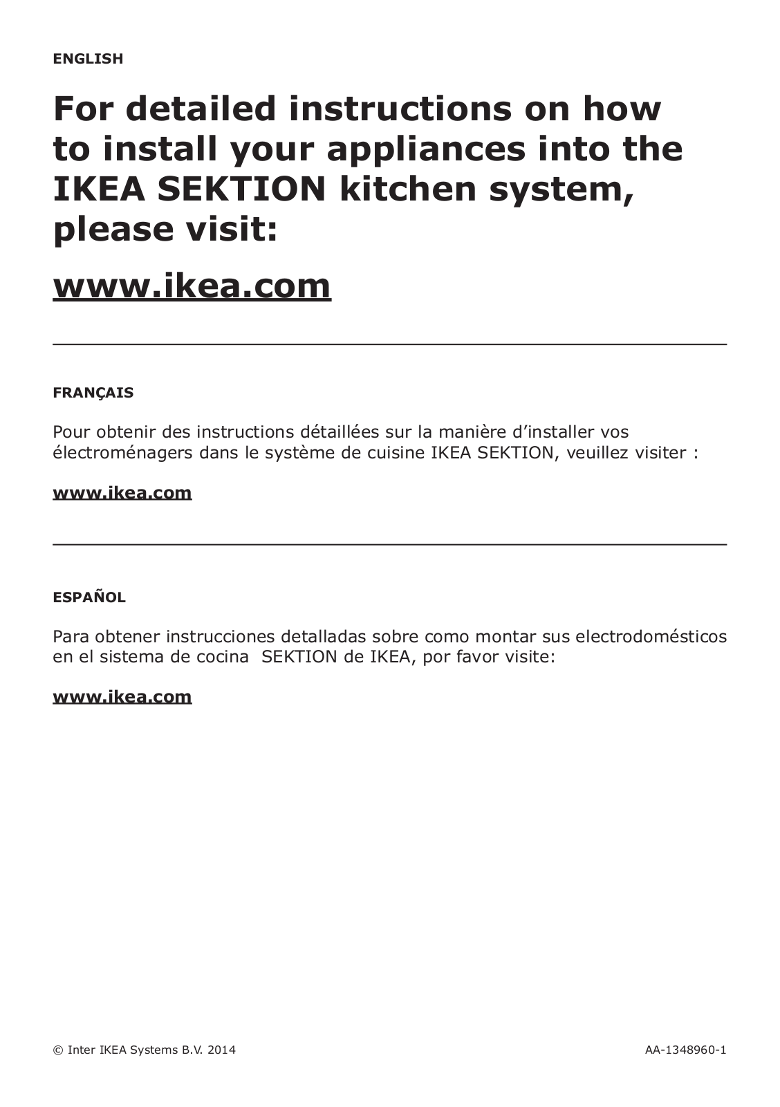 Ikea 70288588, 70288574, 50288589, 40288575 User Manual