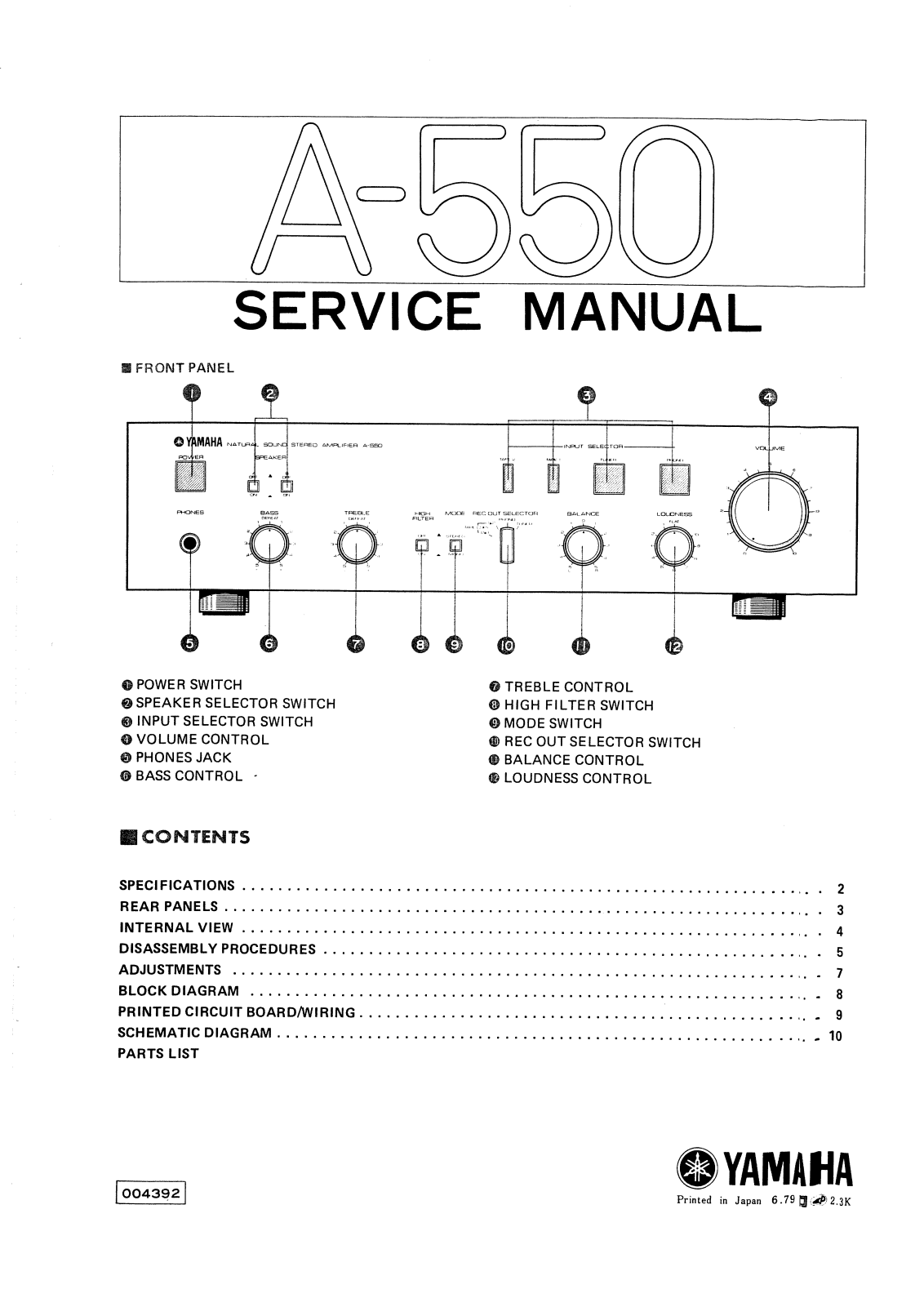 Yamaha A-550 Service Manual