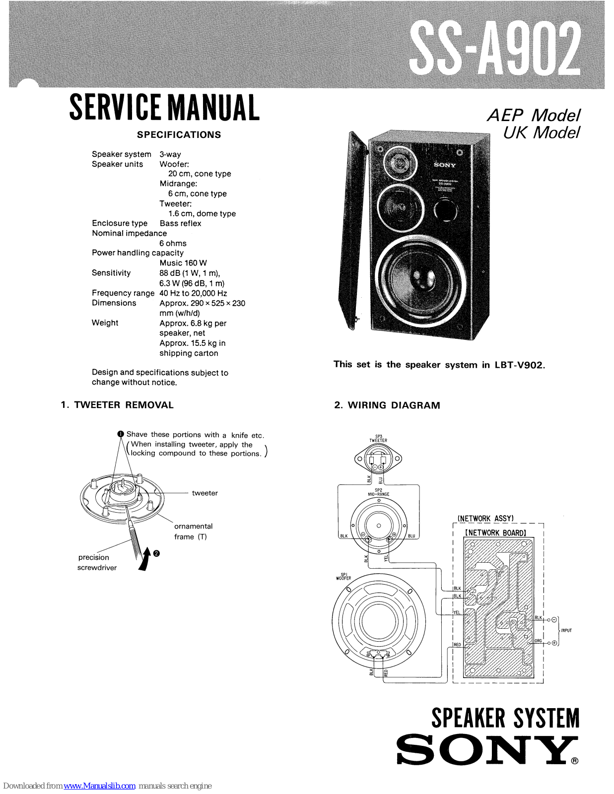 Sony SS-A902 Service Manual