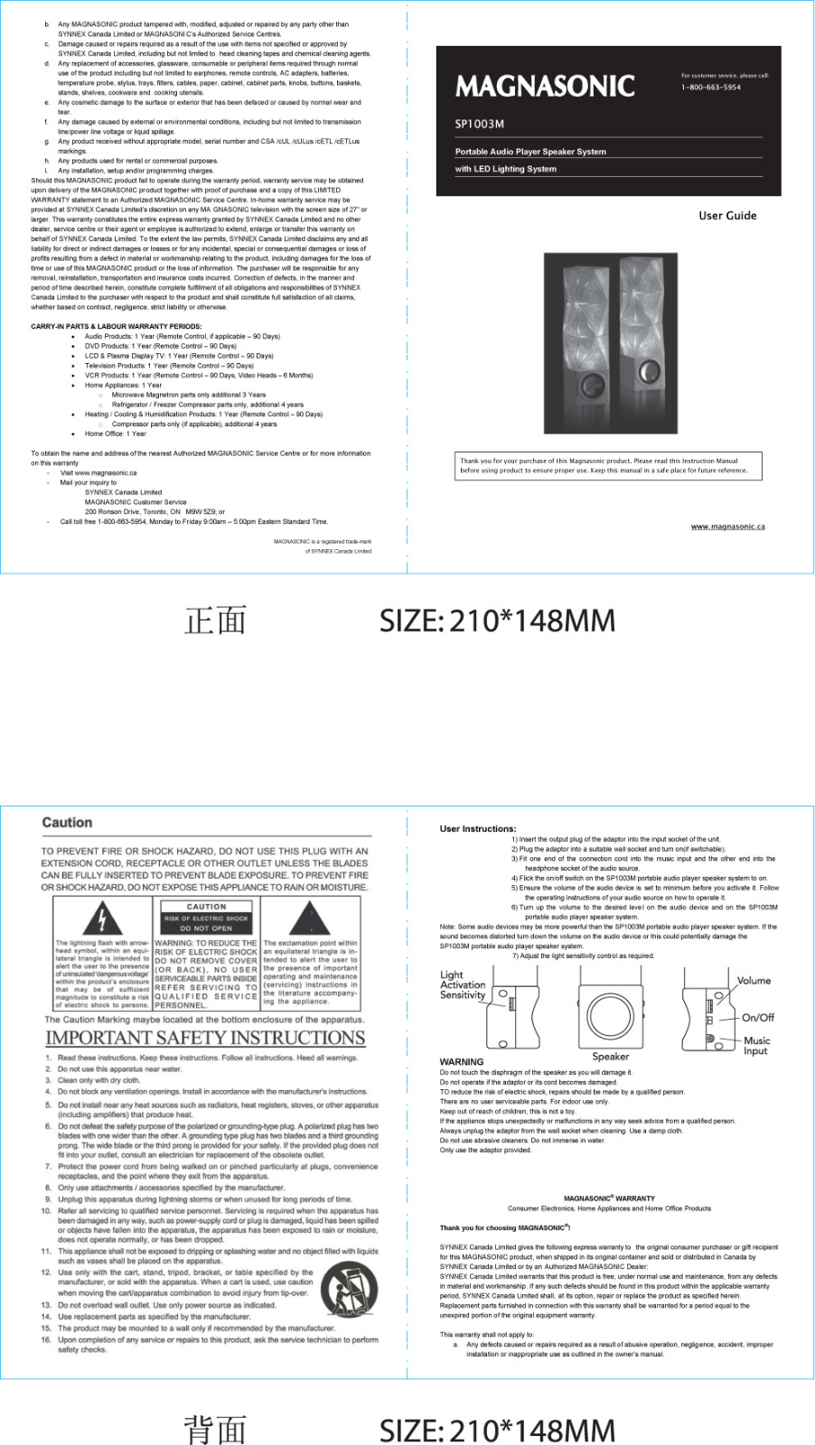 Magnasonic SP1003M User Manual