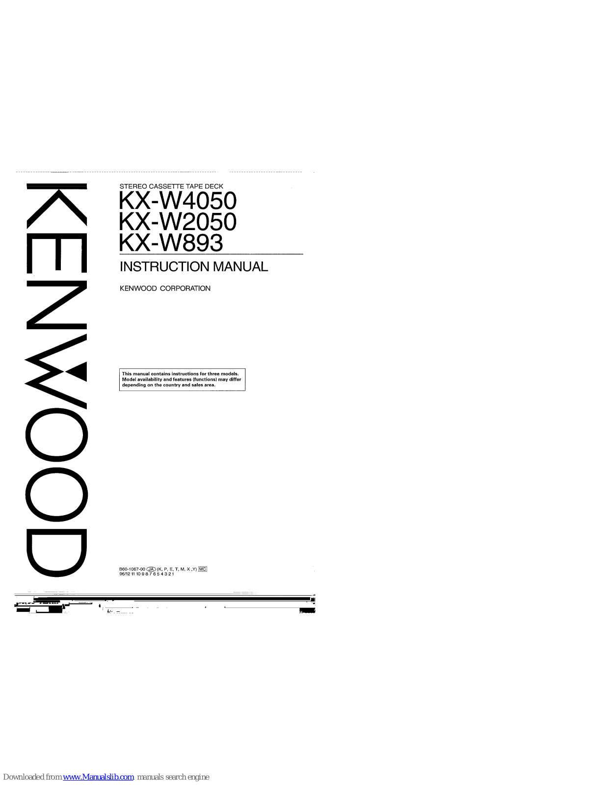 kenwood kx-2050, kx-w893 user manual