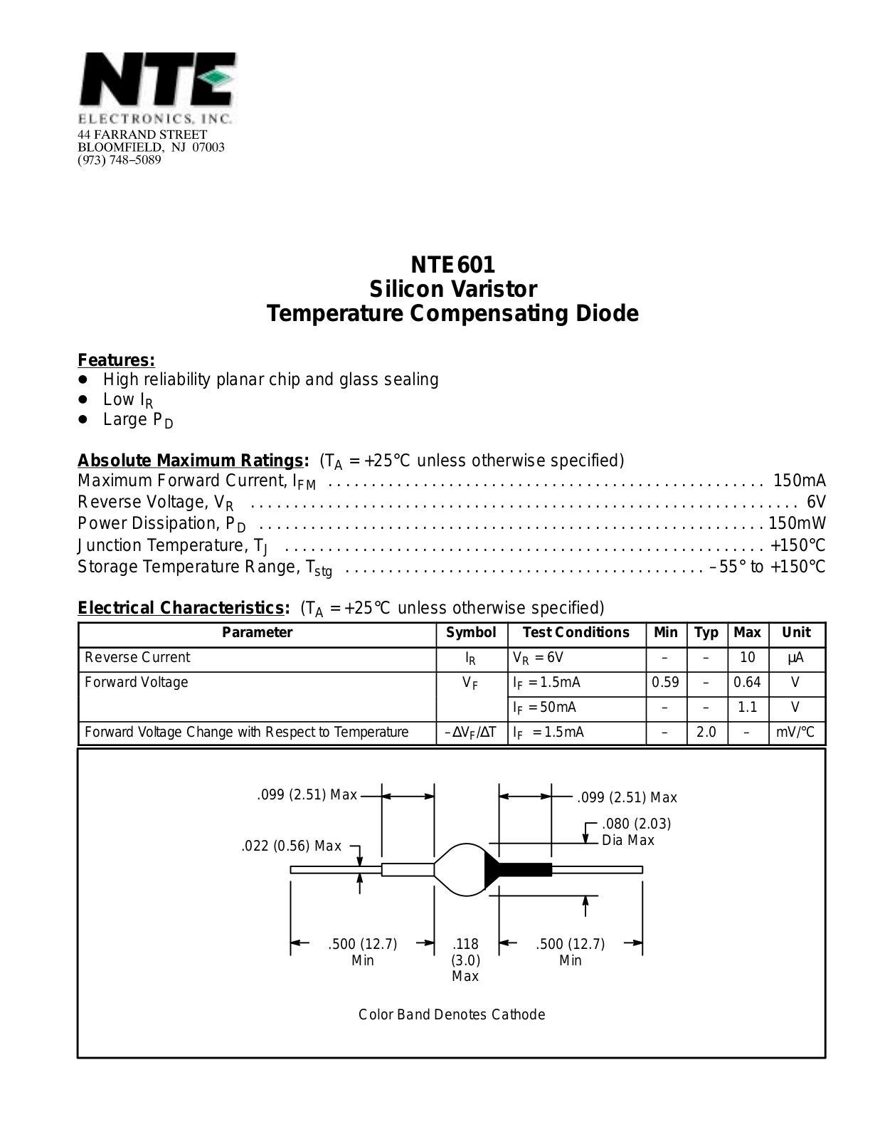 Datasheet NTE601 Datasheet (NTE) - ManualMachine.com