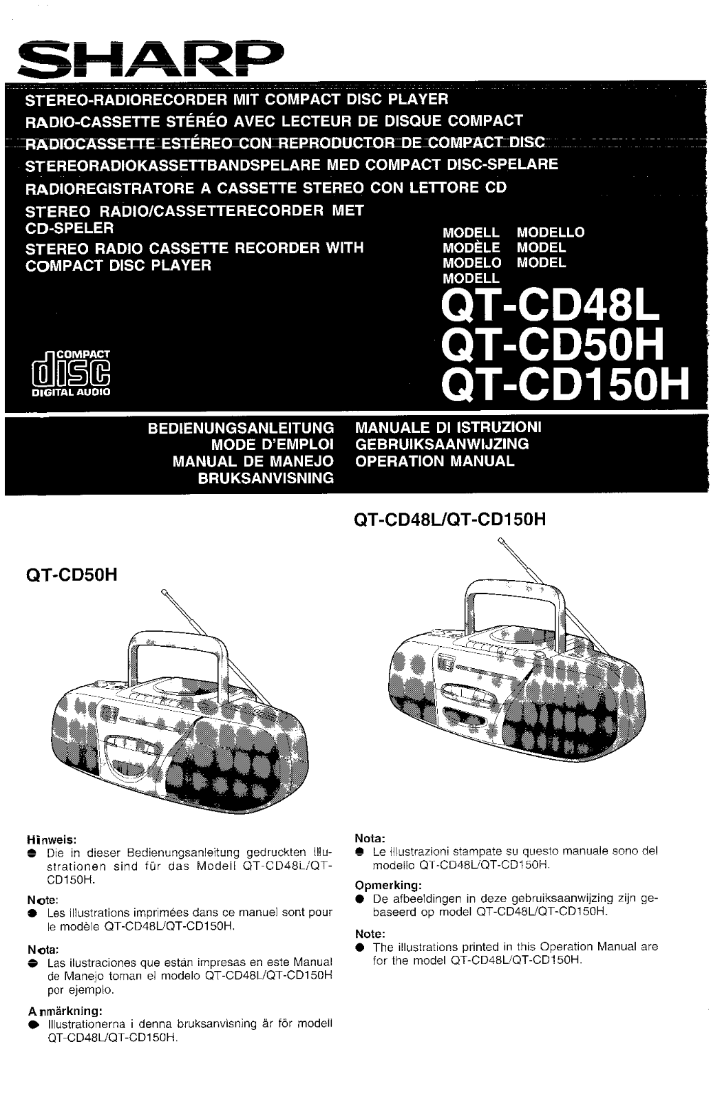 Sharp QT-CD48L, QT-CD50H, QT-CD150H User Manual