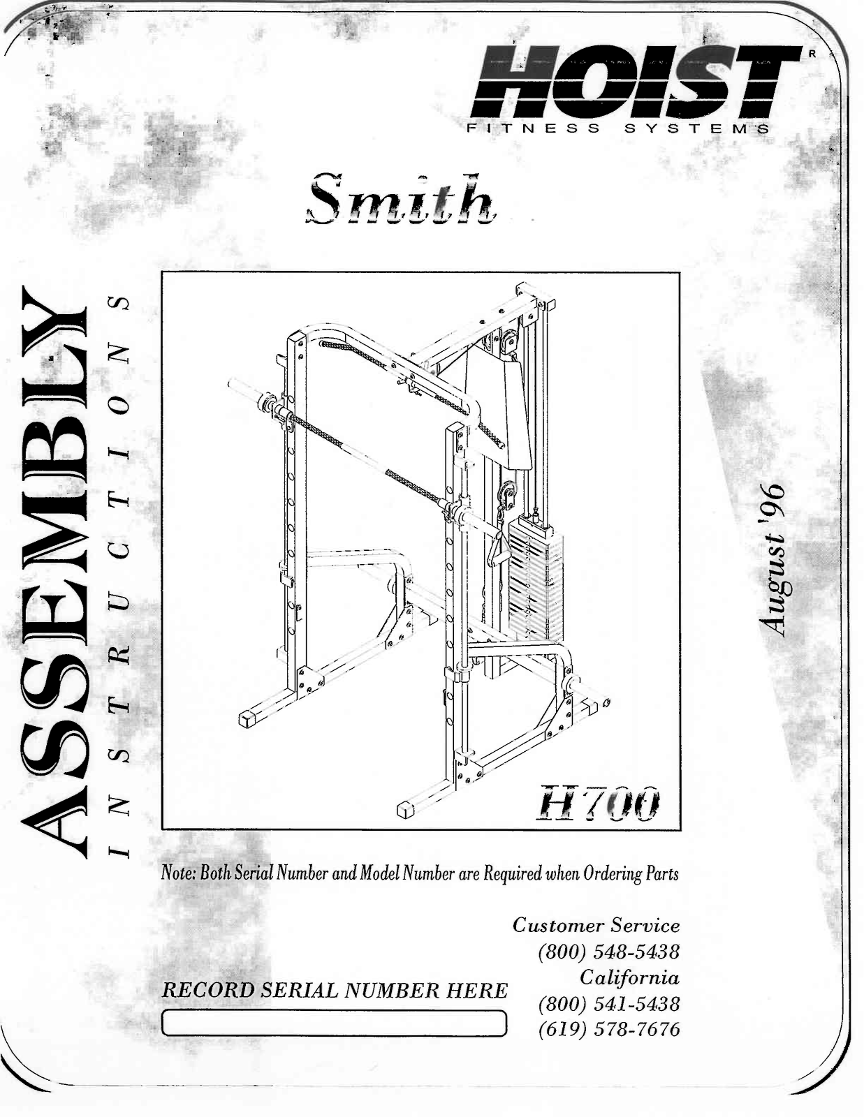 Hoist Fitness H700 Assembly Instructions Manual