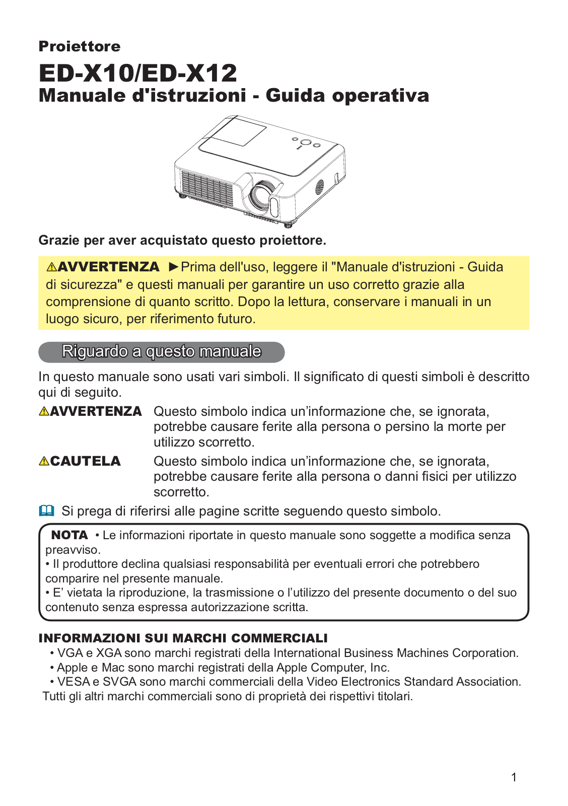 Hitachi ED-X12F, ED-X10F User Manual