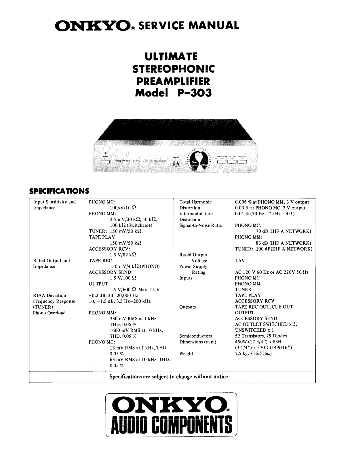 Onkyo P-303 Service manual