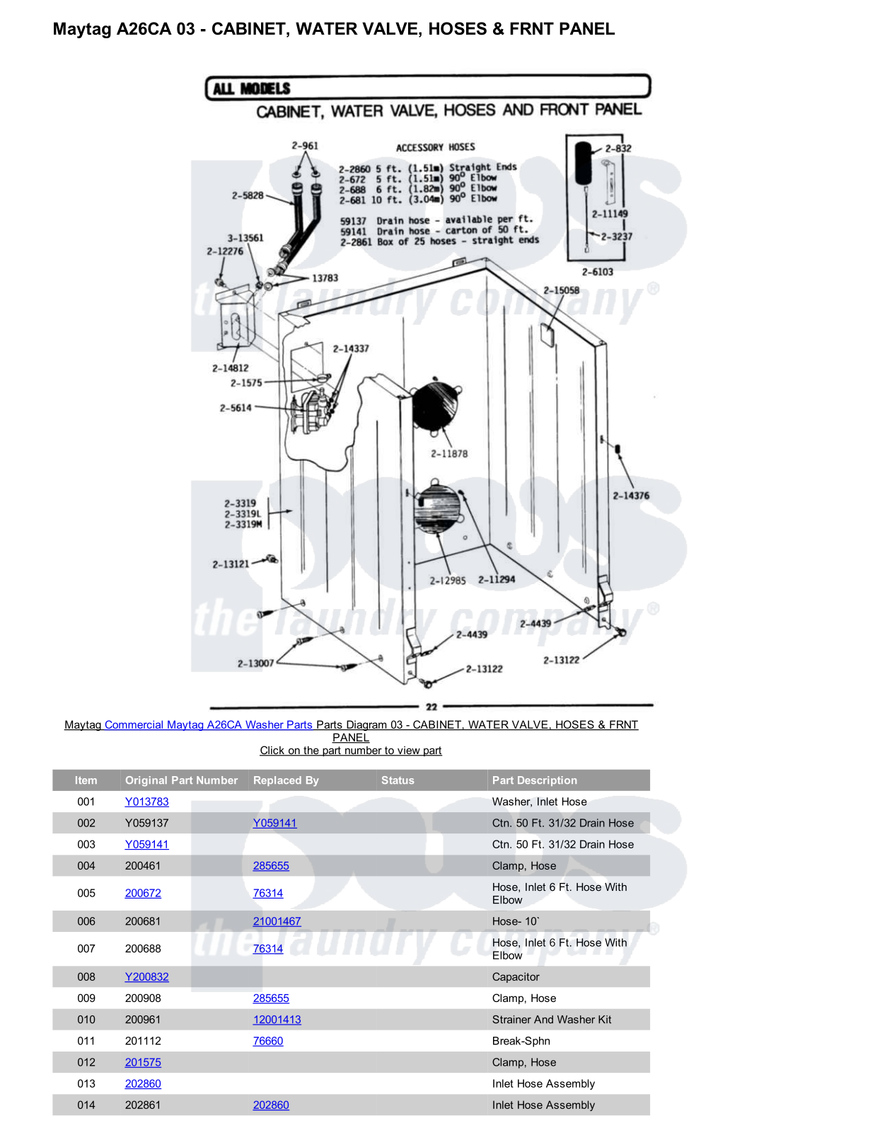 Maytag A26CA Parts Diagram