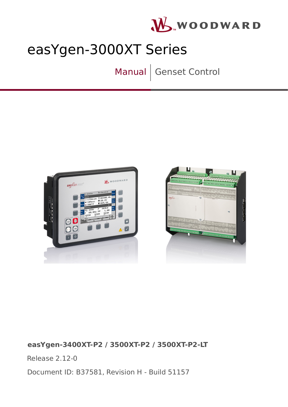 Woodward easYgen-3400XT-P2, easYgen- 3500XT-P2, easYgen- 3500XT-P2-LT User Manual