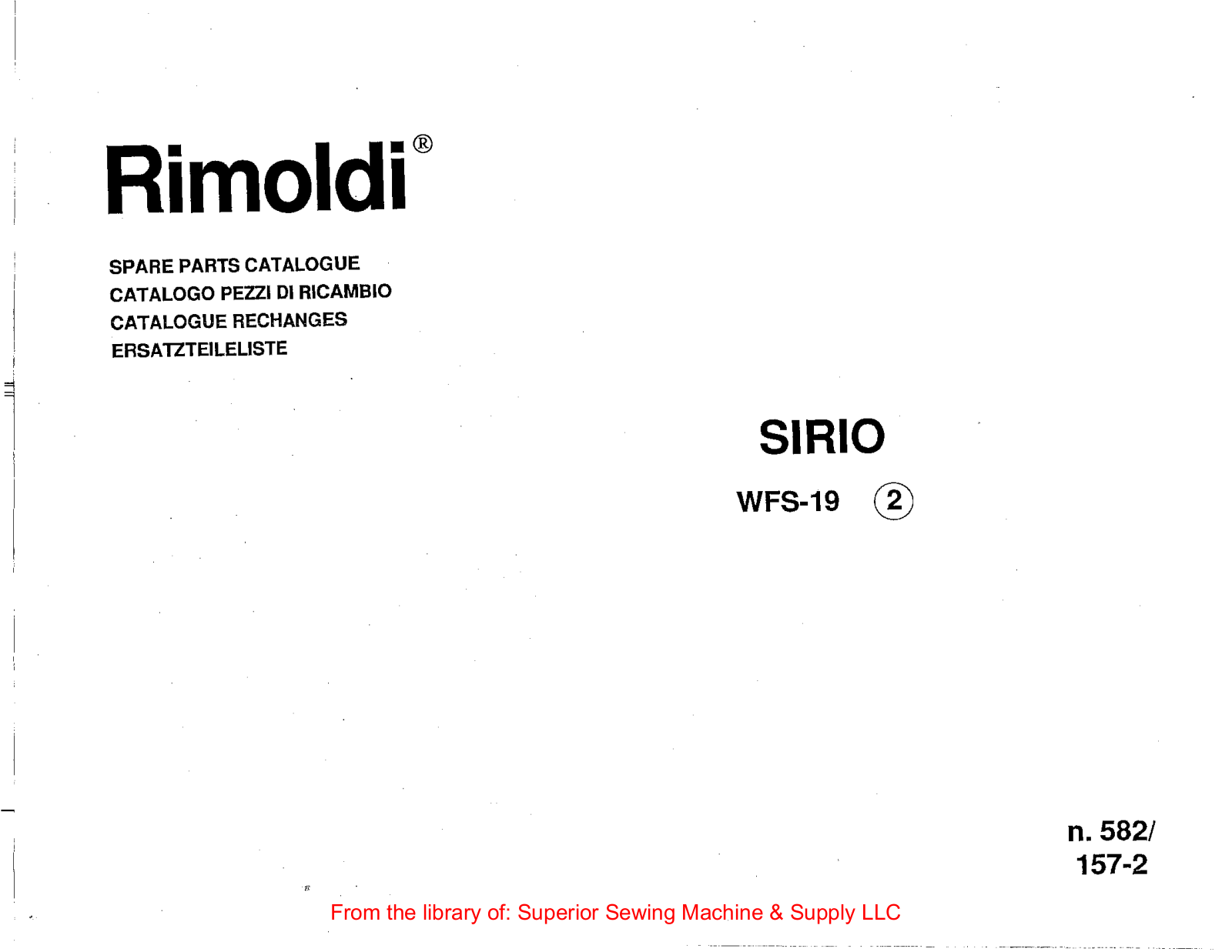 Rimoldi WFS-19 User Manual