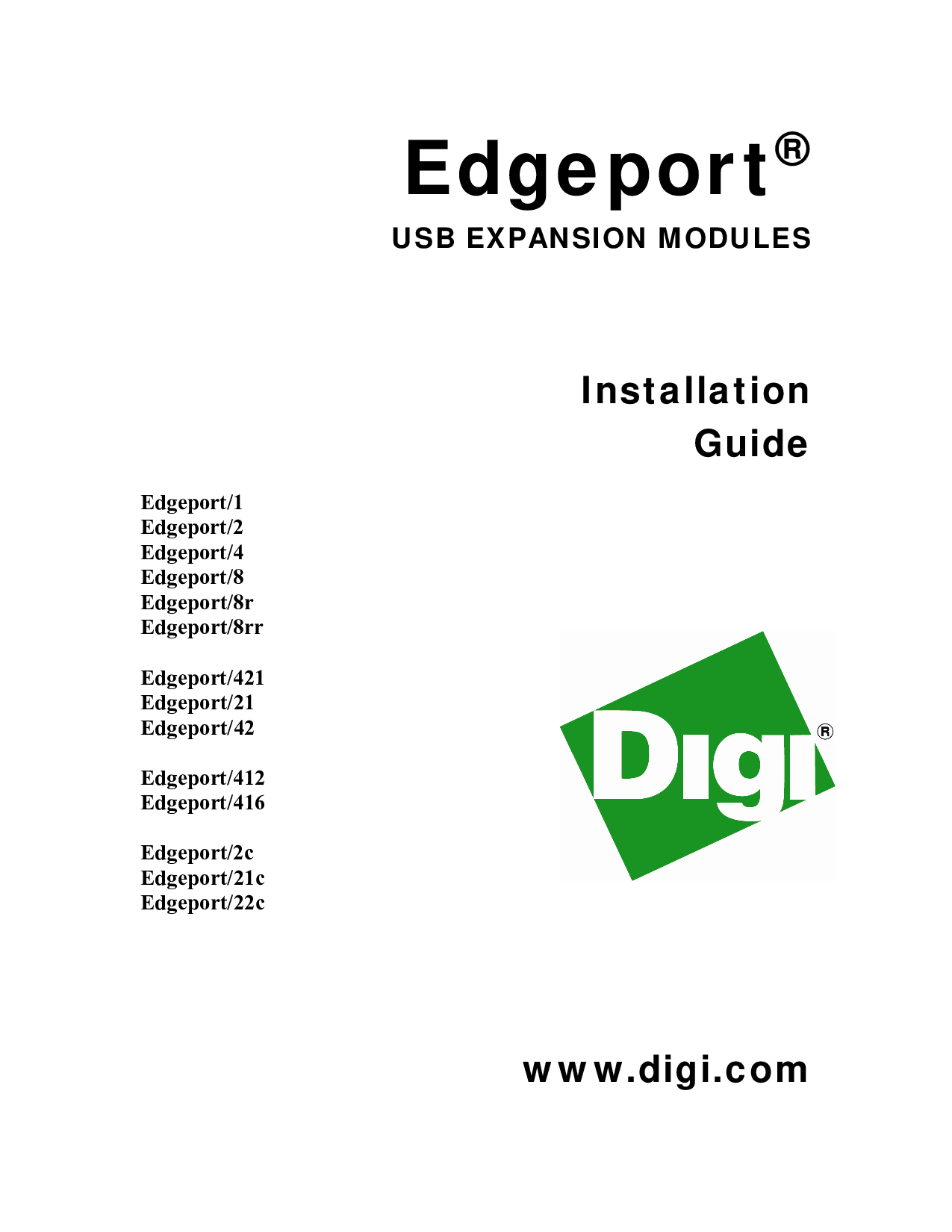Digi Edgeport-21, Edgeport-8rr, Edgeport-21c, Edgeport-2c, Edgeport-4 User Manual