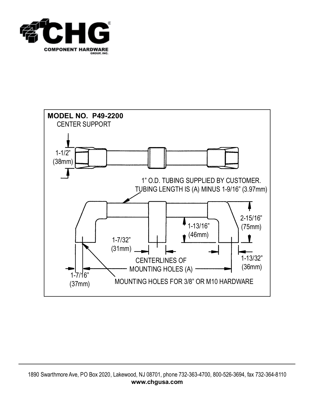 Component Hardware P49-2200 User Manual