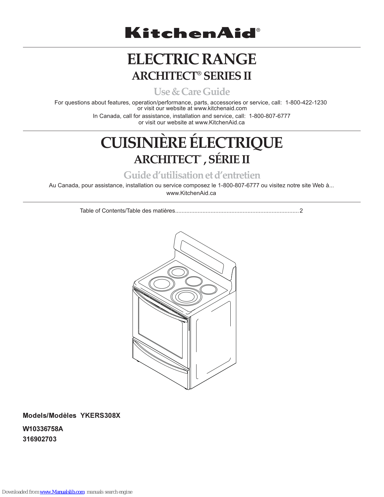 KitchenAid Architect Series II YKERS308X Use & Care Manual