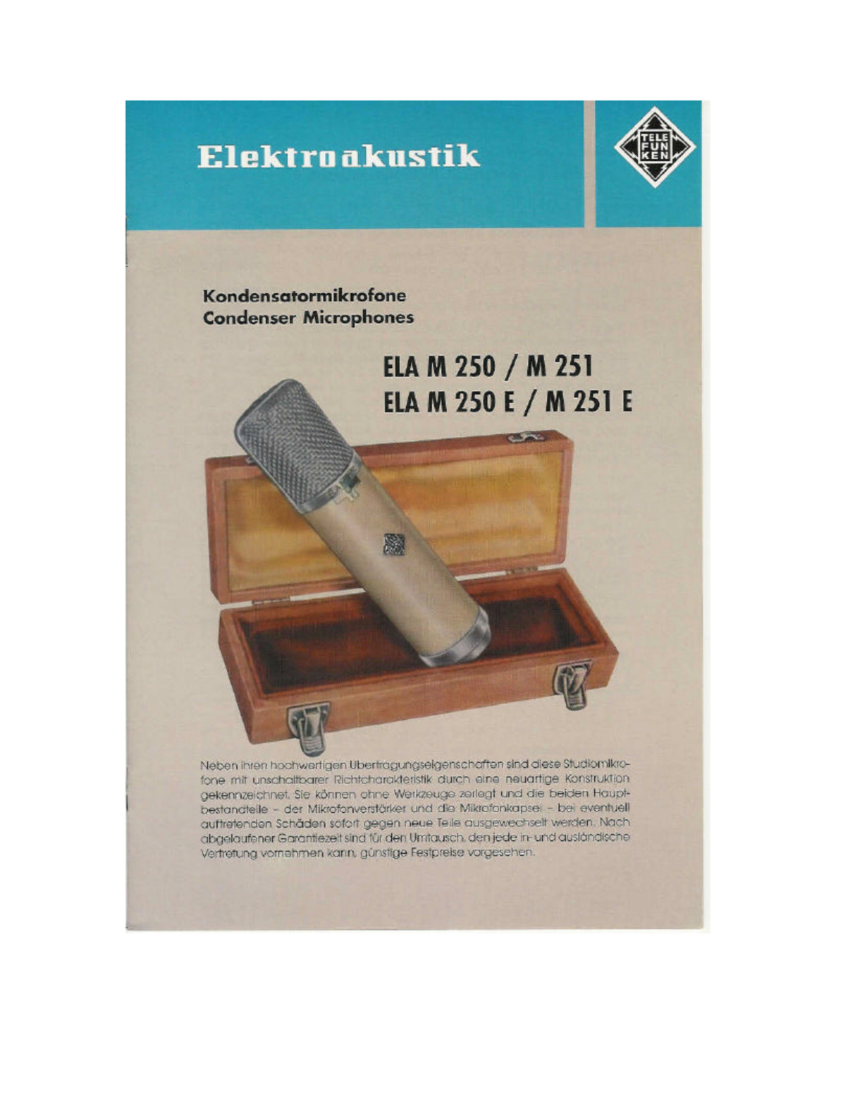 Telefunken ELA M 251 E, ELA M 251, ELA M 250 Manual