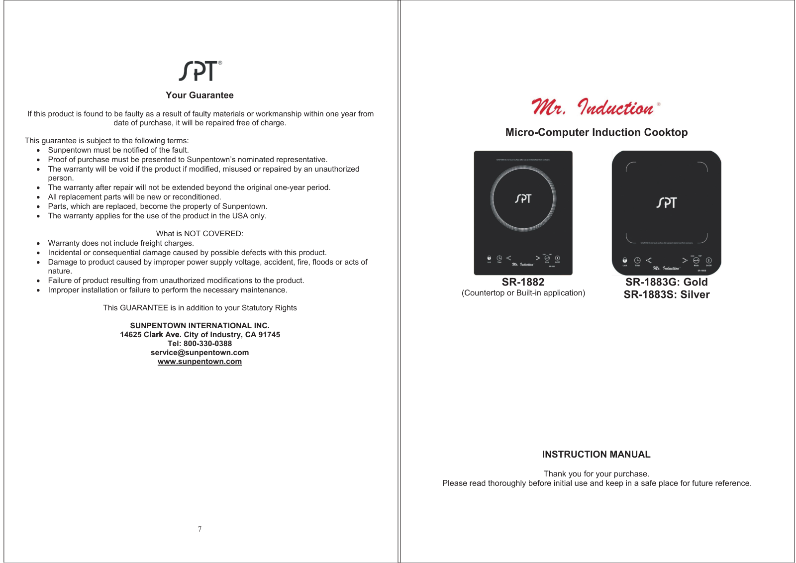 Spt SR-1883S User Manual