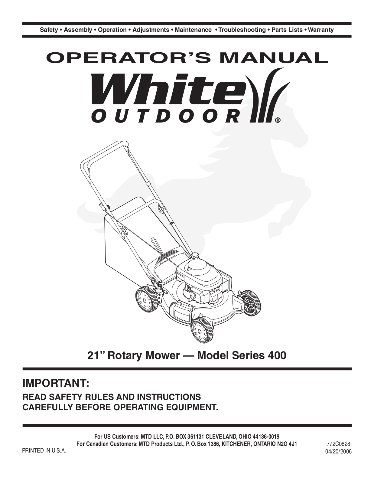 MTD White 400 User Manual