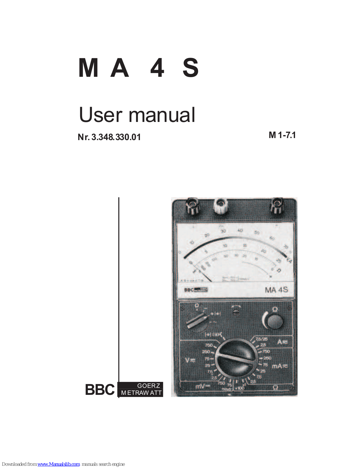 BBC MA 4S, 3.348.330.01 User Manual - ManualMachine.com