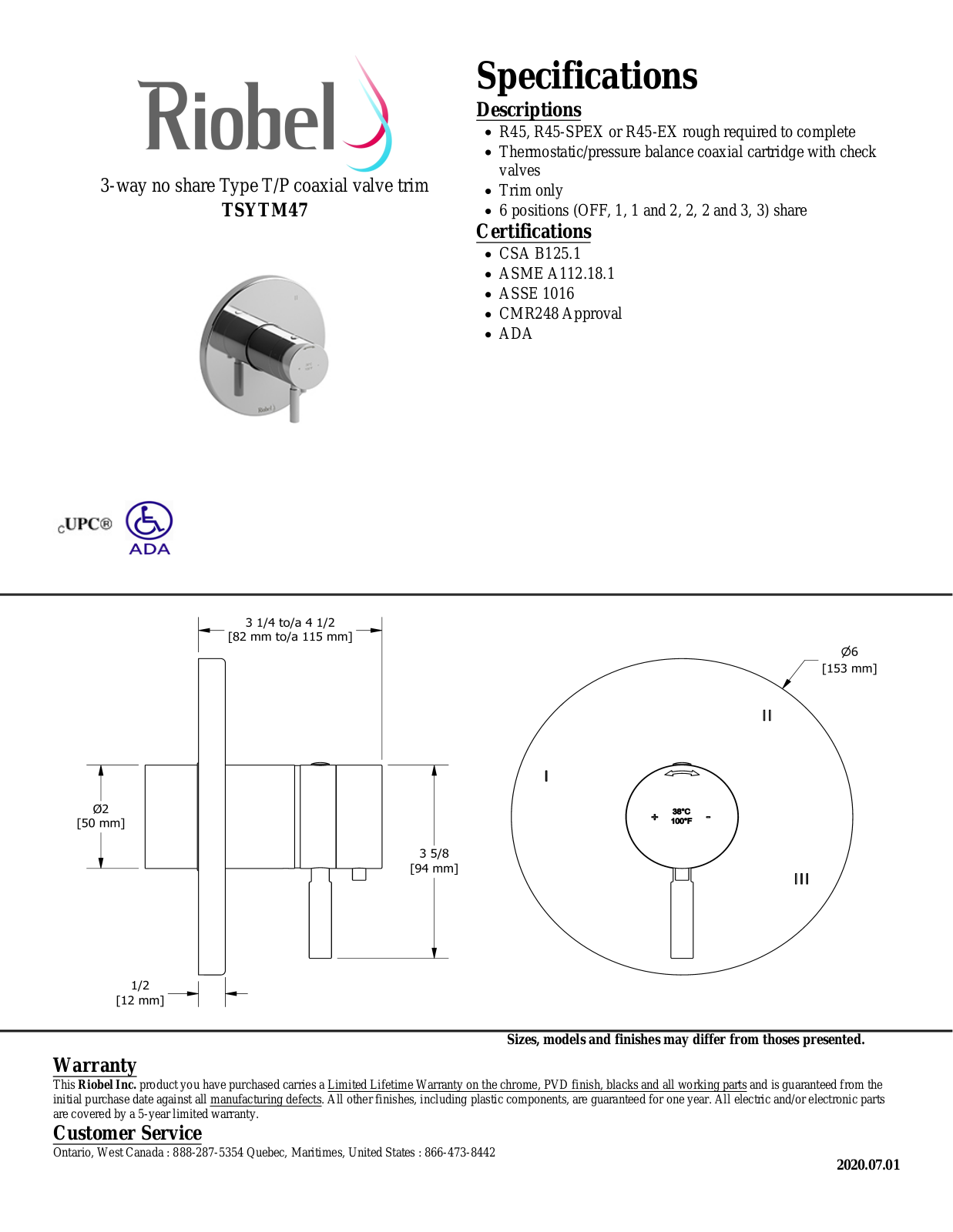 Riobel TSYTM47C Specifications - ManualMachine.com