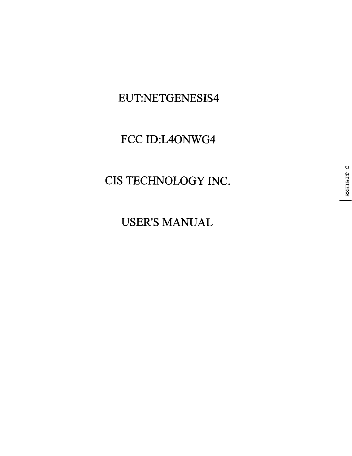 CIS Technology NWG4 User Manual