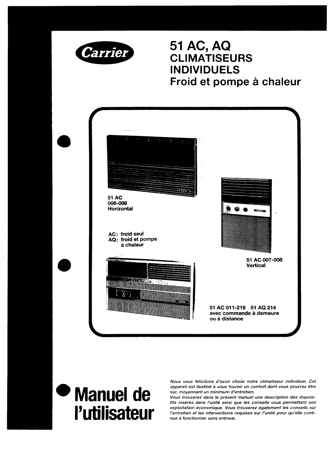 Carrier 51AQAUT User Manual