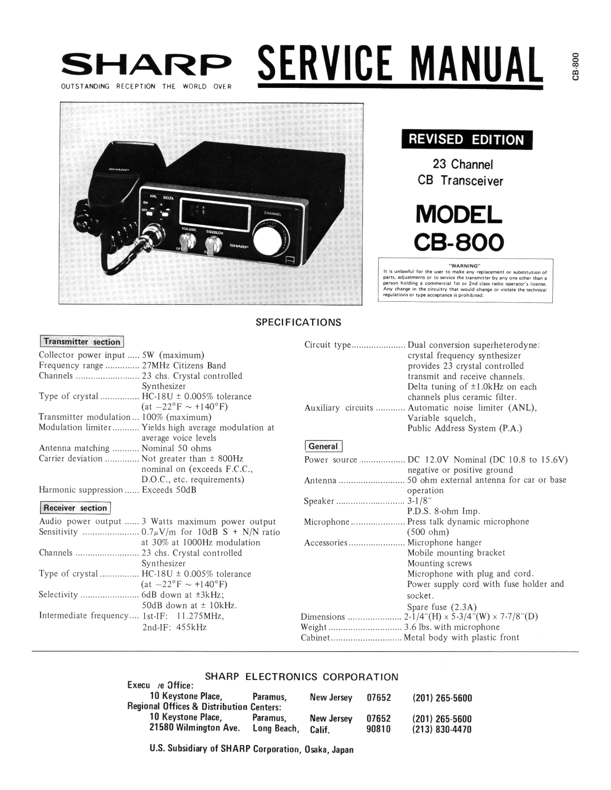 Sharp CB-800 User Manual
