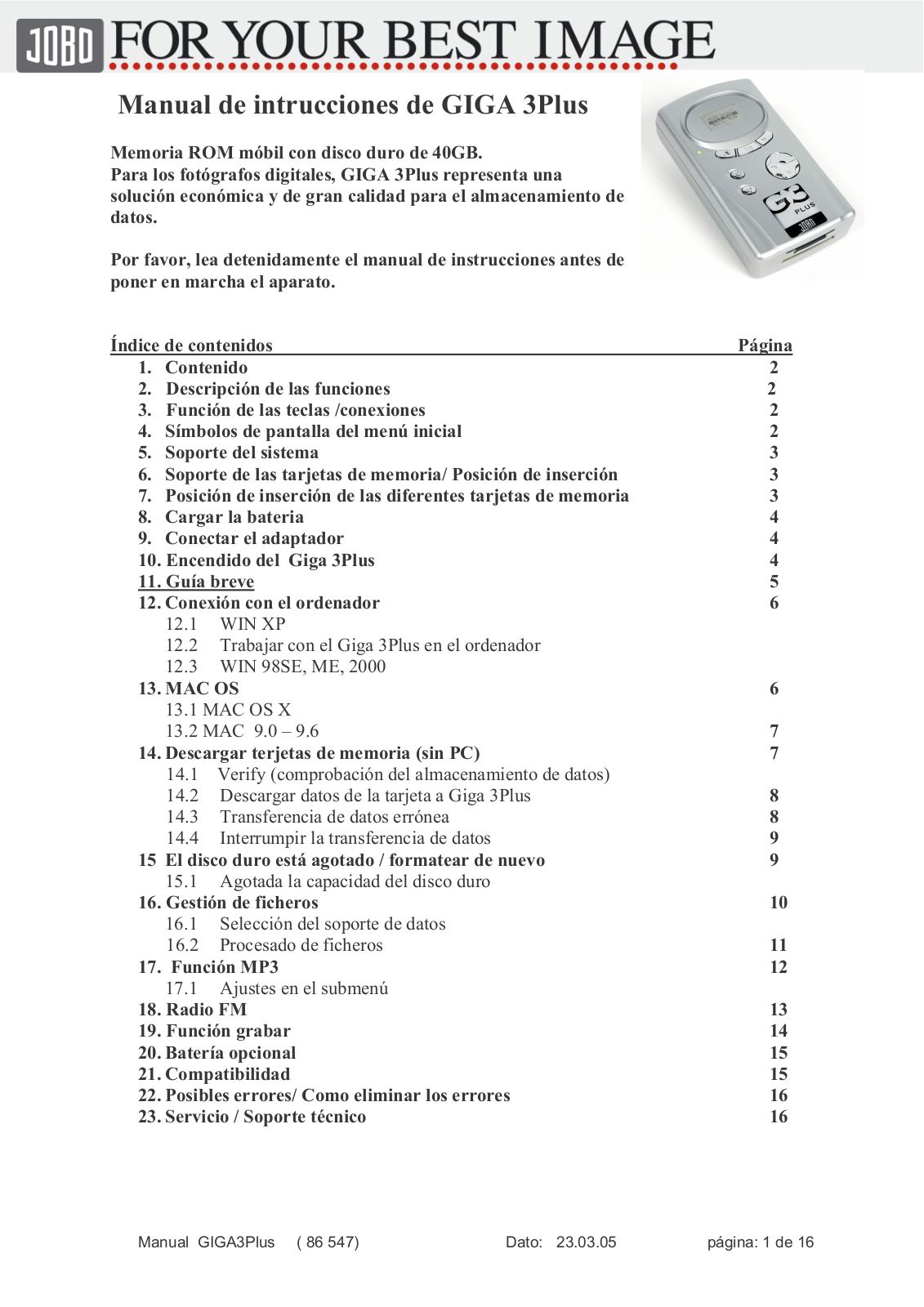 Jobo GIGA 3+ User Manual