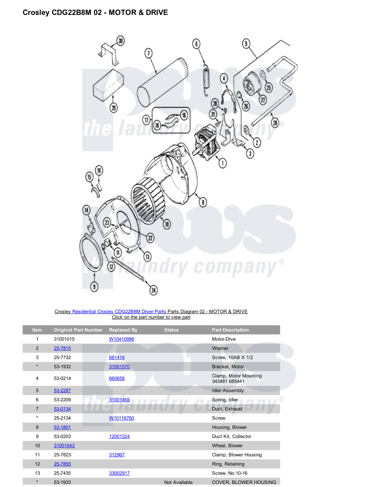 Crosley CDG22B8M Parts Diagram