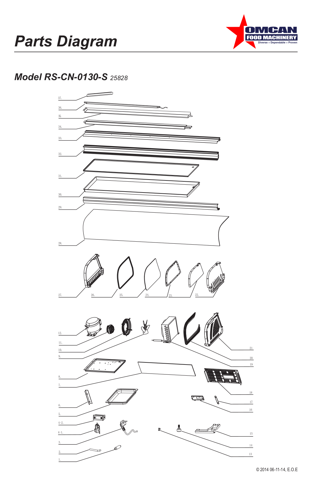 Omcan Food Machinery RS-CN-0130-S Parts List