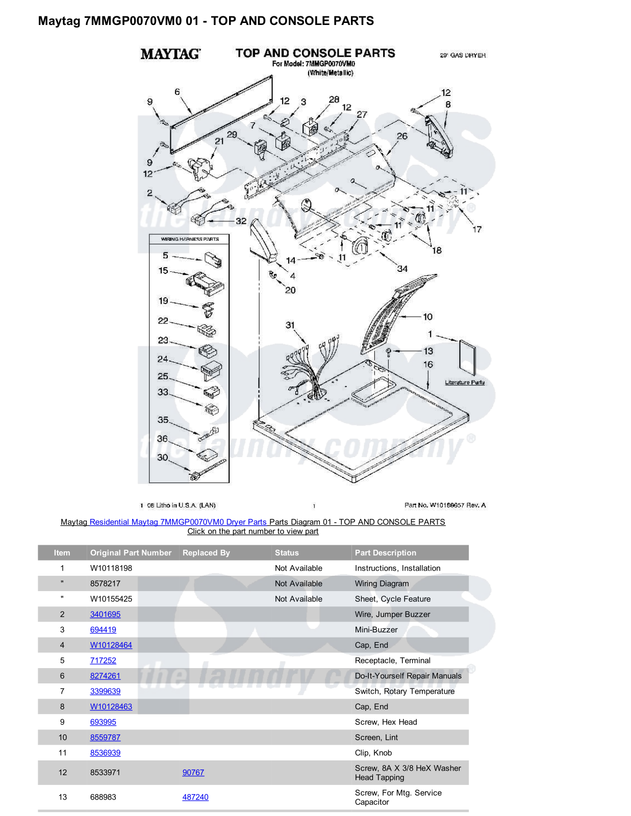 Maytag 7MMGP0070VM0 Parts Diagram