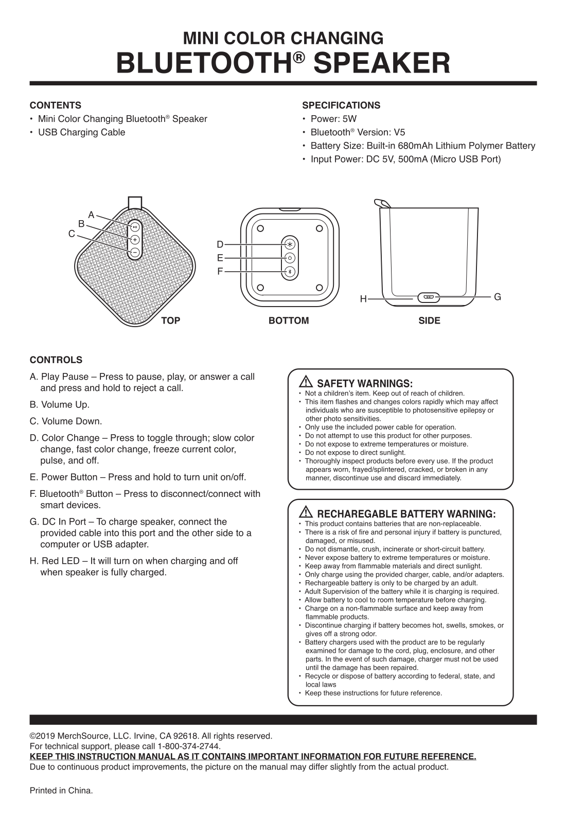 MerchSource 1010136 User Manual