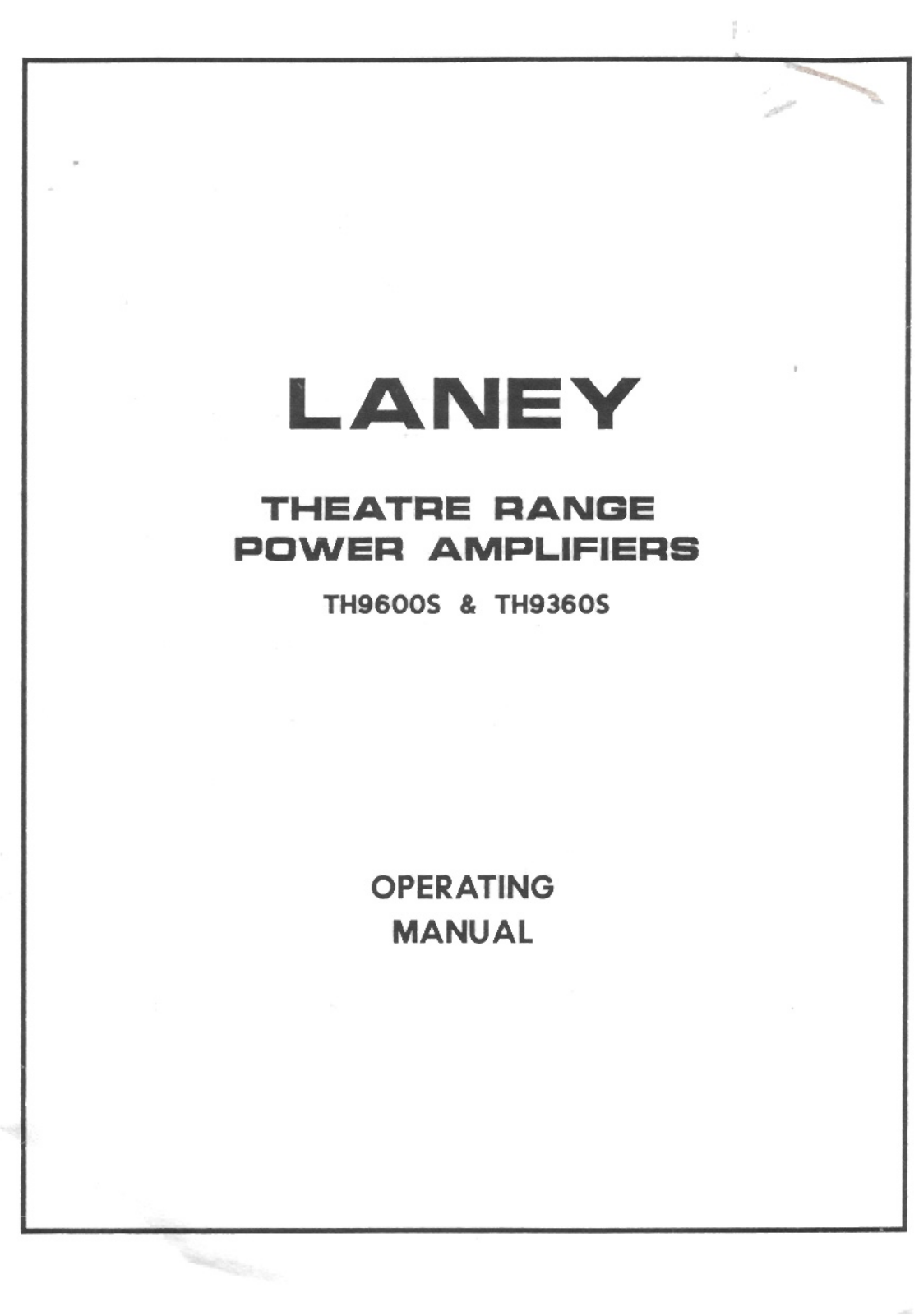 Laney Amplification TH9600S user manual