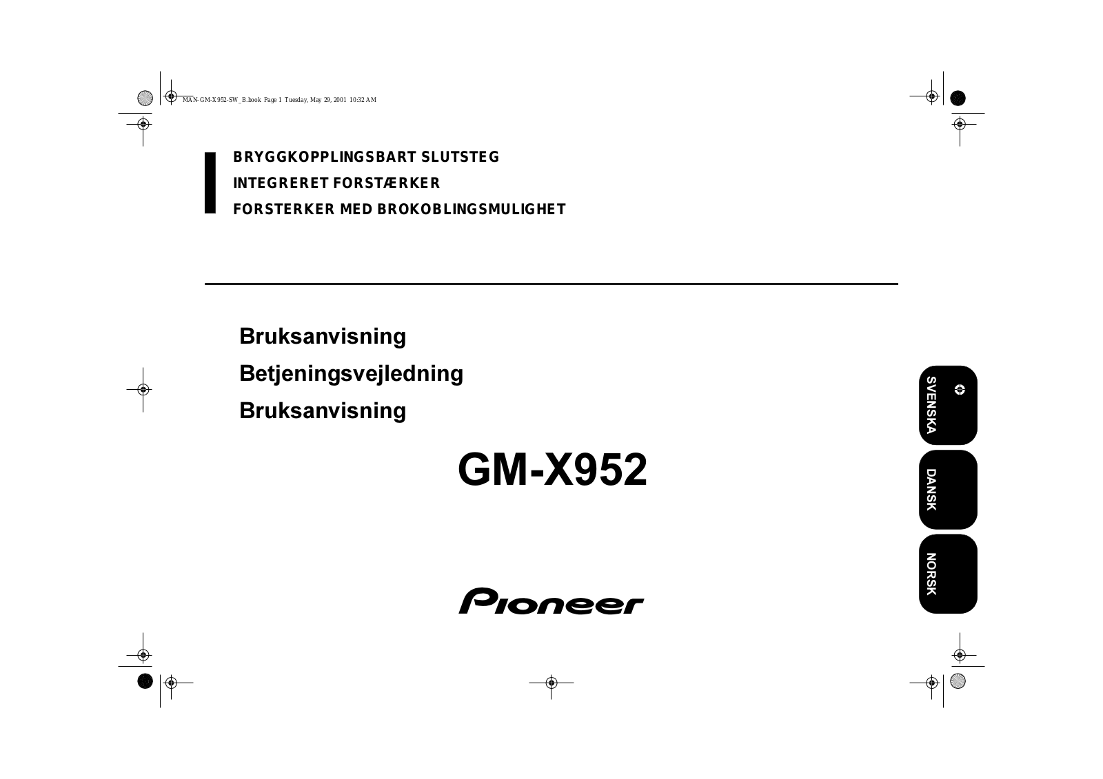 Pioneer GM-X952 User Manual