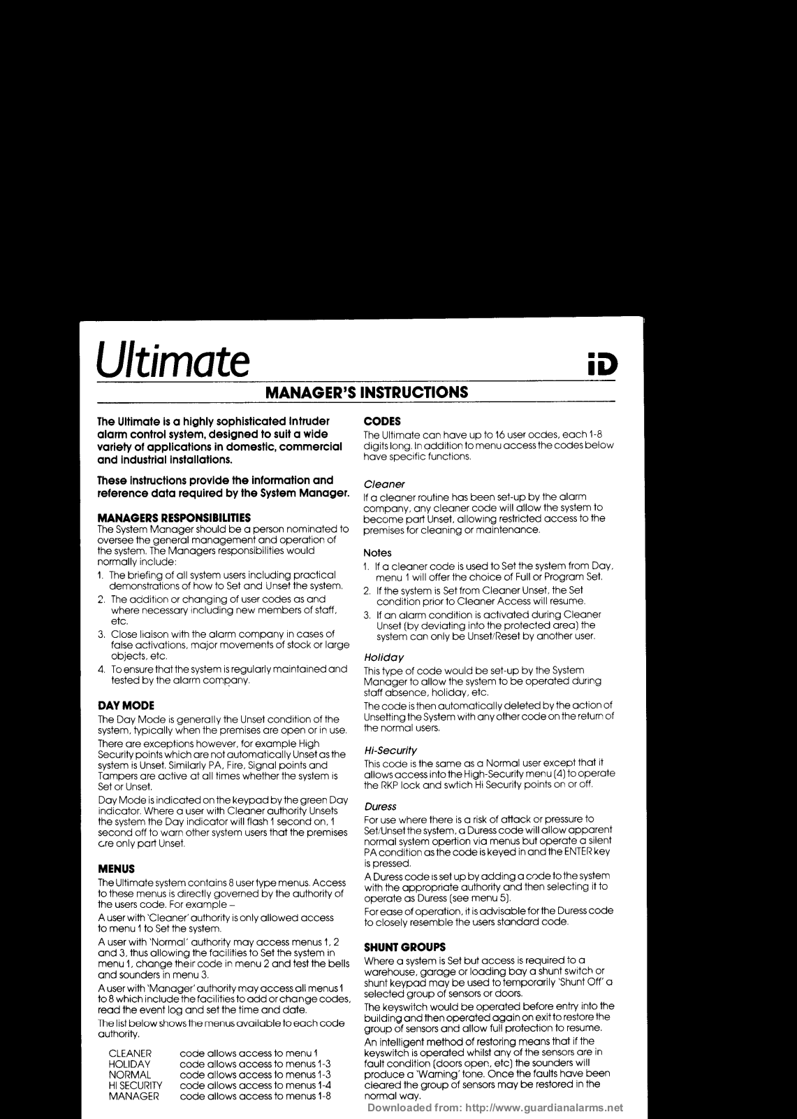 ADE ULTIMATE ID Manager S Instructions