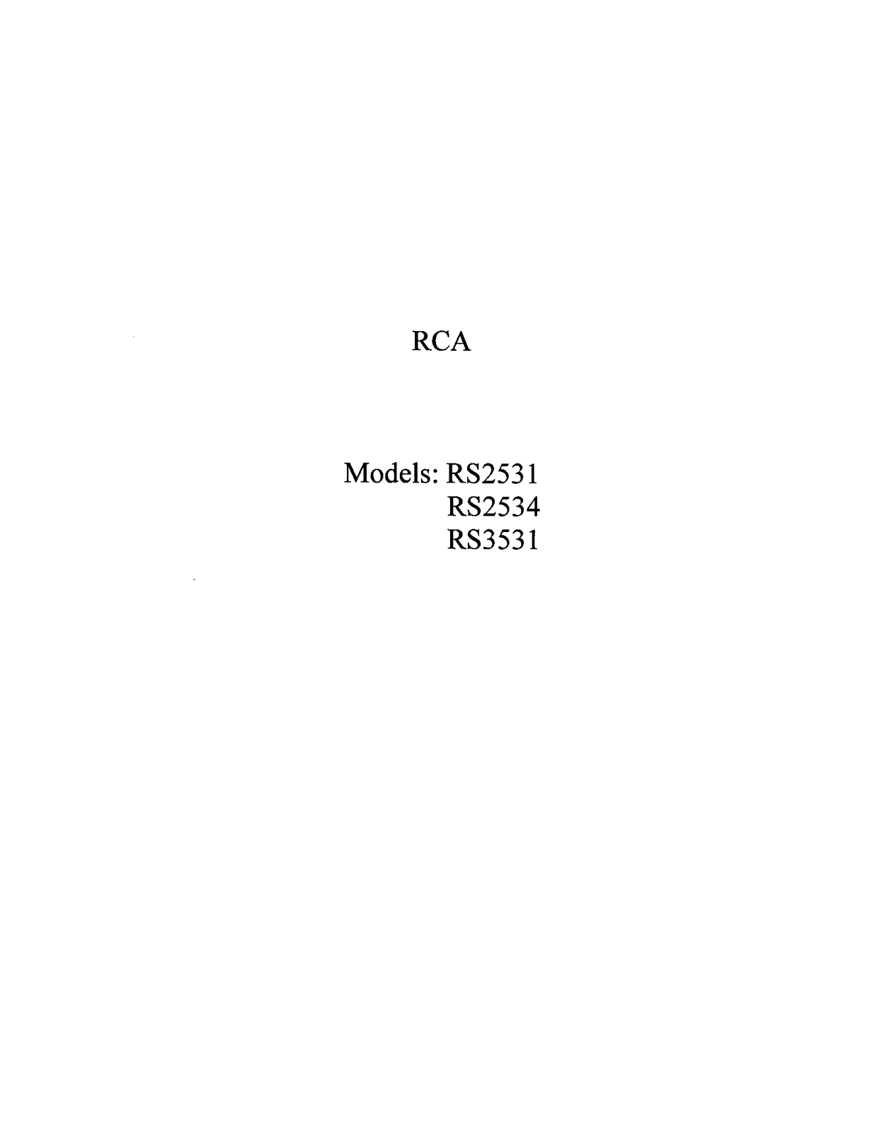 Rca RS2534, RS3531, RS2531 User Manual - ManualMachine.com