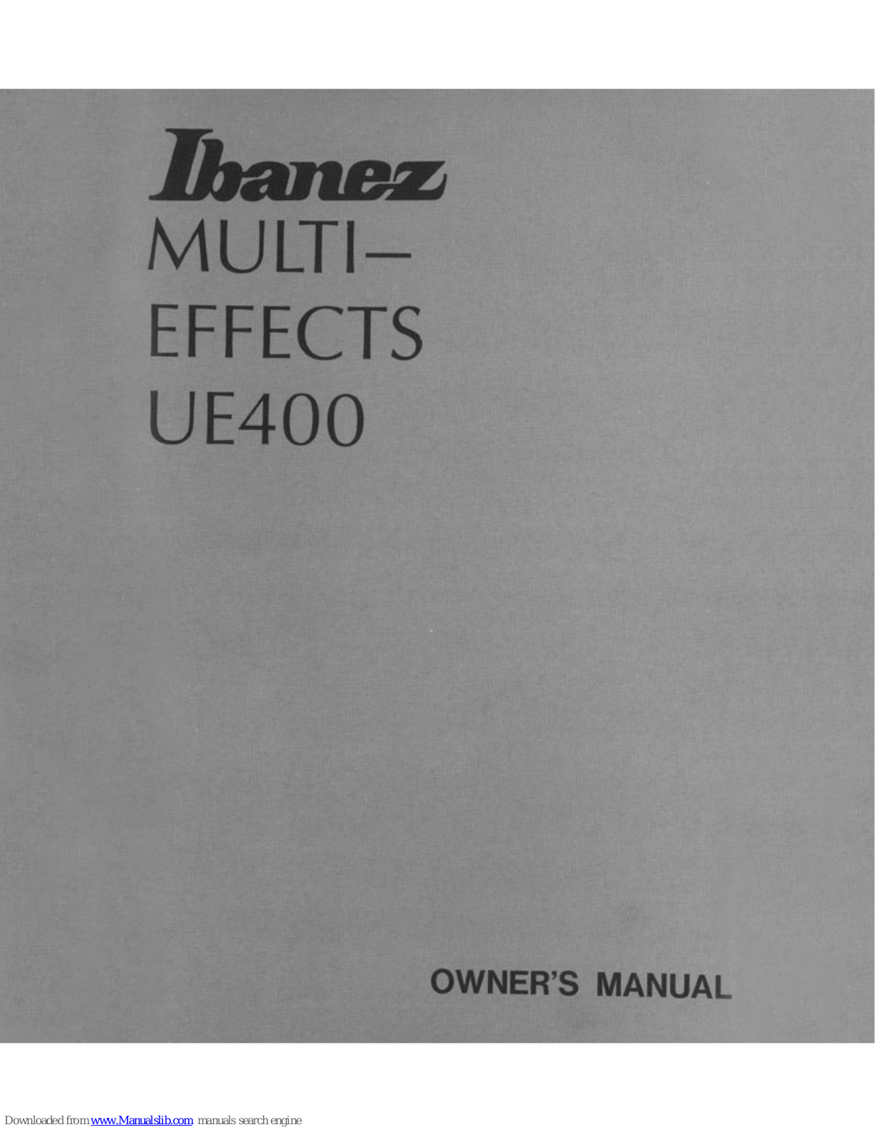 Ibanez UE400 Owner's Manual