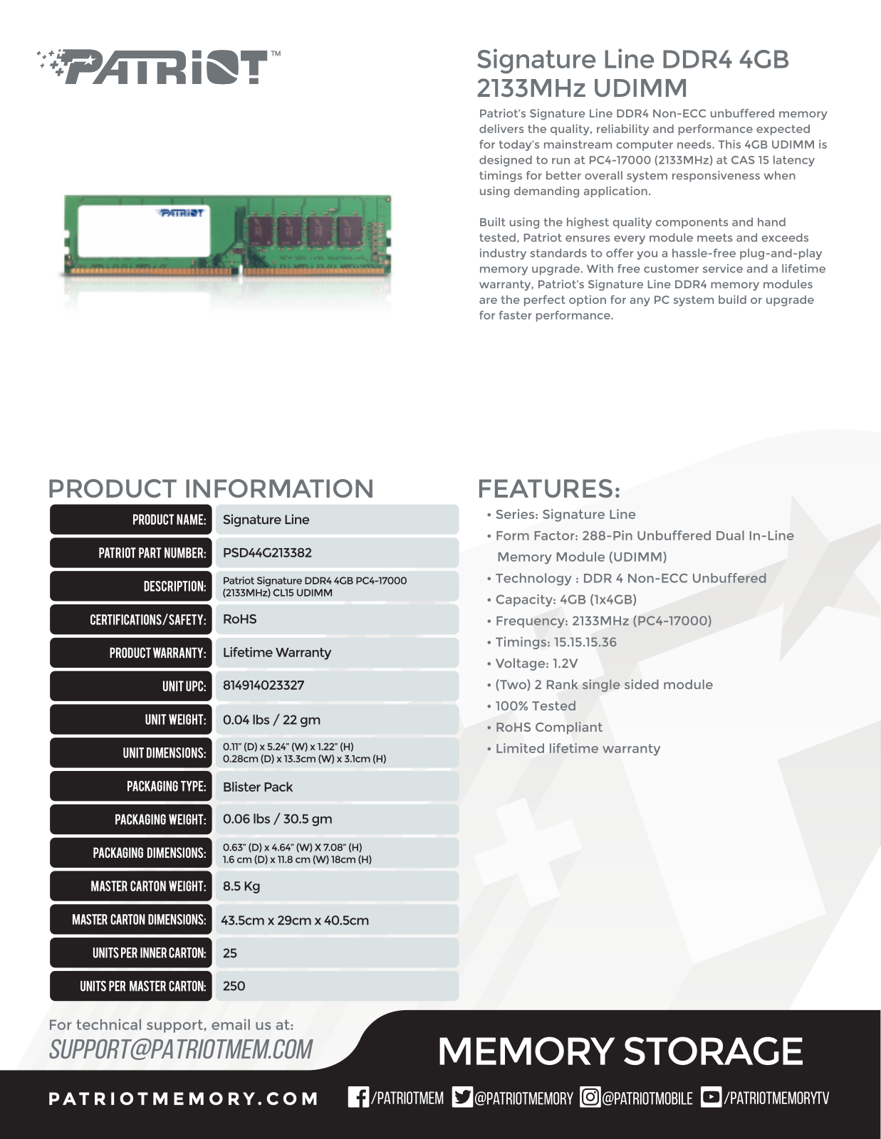 Patriot PSD44G213382 User Manual