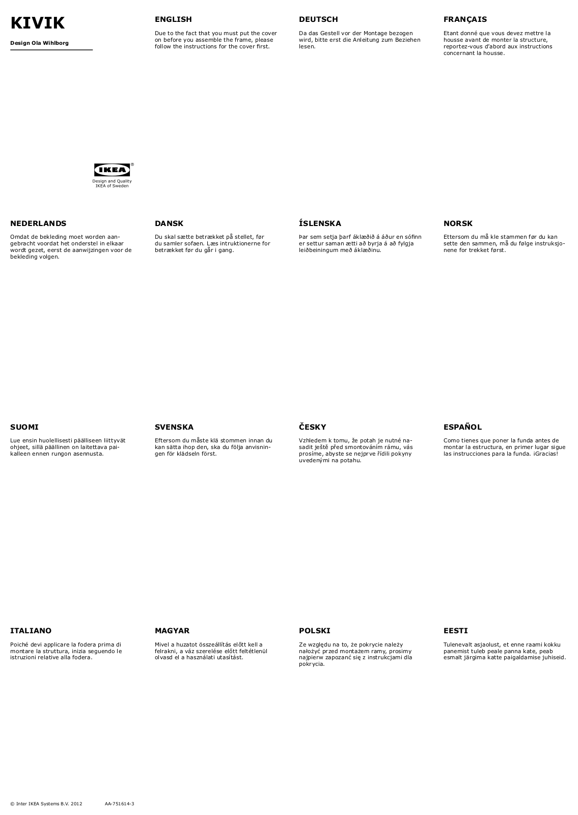 Ikea S99067384, S99011434, S89068299, S79069614, S69046406 User Manual