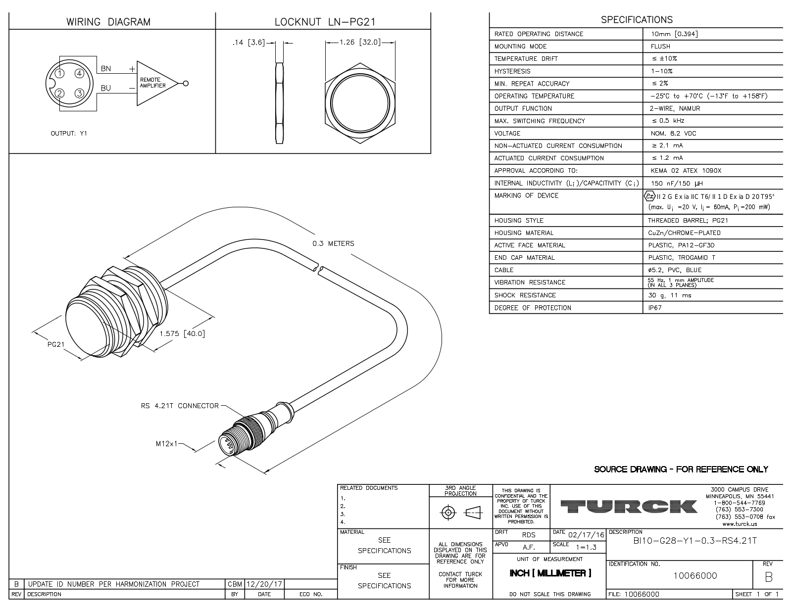 Turck BI10-G28-Y1-0.3-RS4.21T Data Sheet