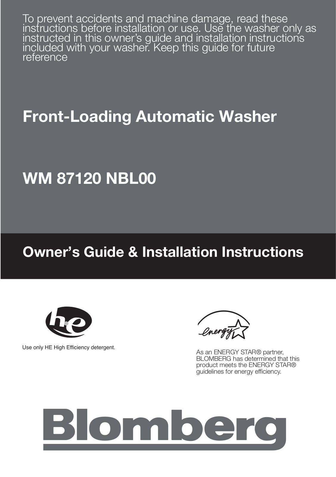 Blomberg WM 87120 NBL00 User Manual