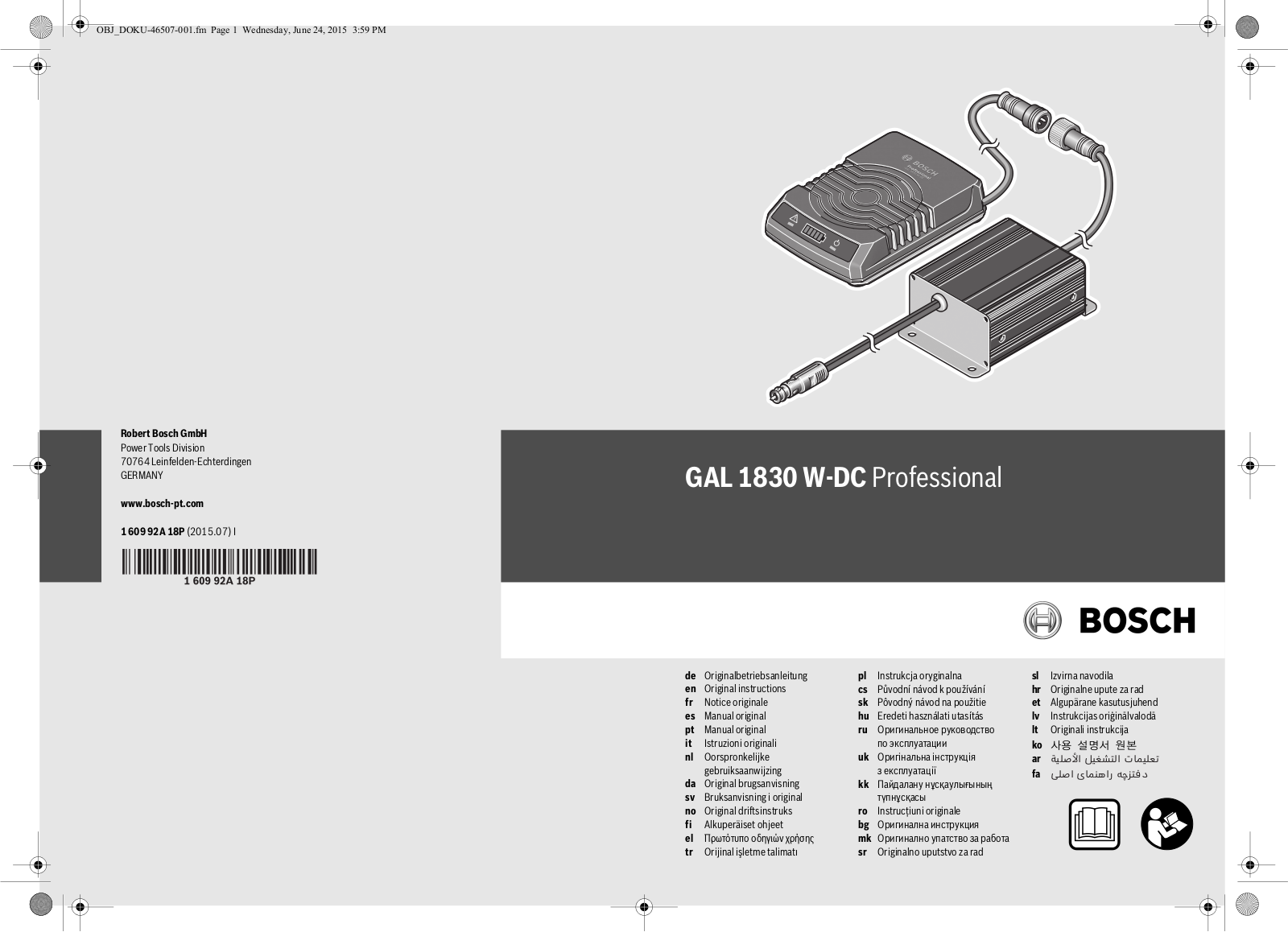 Bosch GAL 1830 W-DC Professional User manual